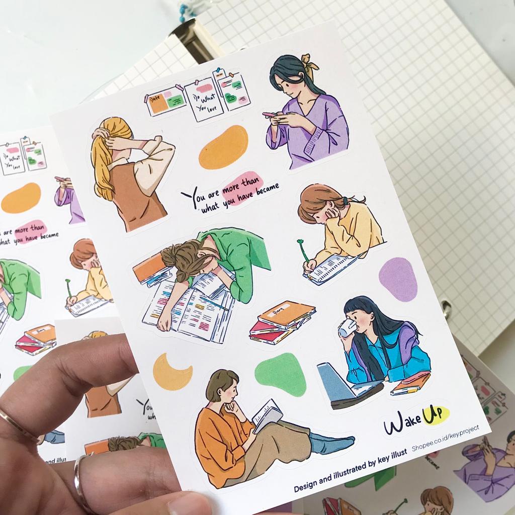 

korean study girl sticker sheet/ stiker aesthetic/ stiker dekorasi jurnal