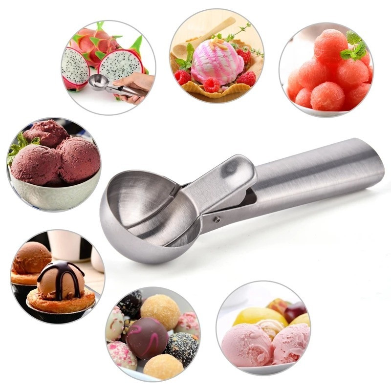 Sendok Scoop Es Krim / Semangka / Buah / Dessert Bahan Stainless Steel Anti Beku Untuk Dapur