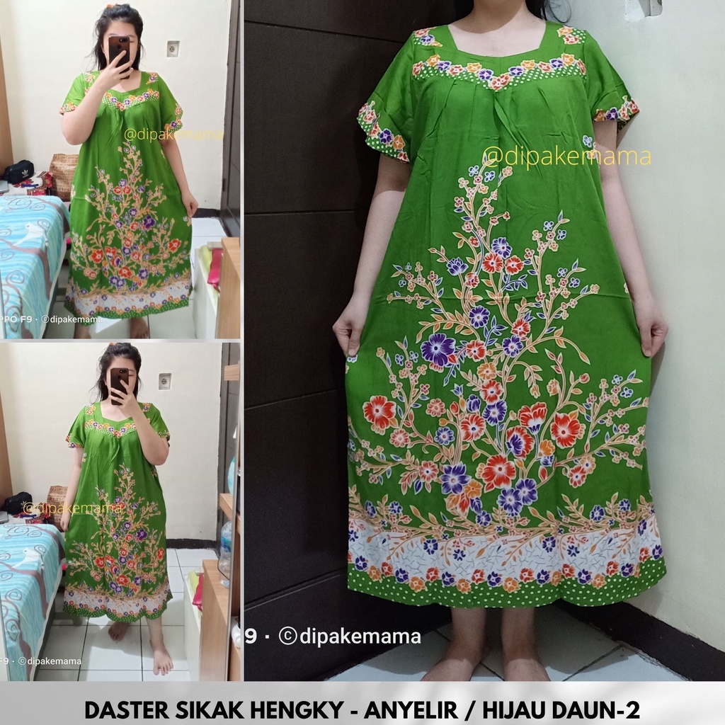 Daster Hengky Sikak ANYELIR TERBARU SEPATU BINTANG roda Baju Tidur Daster Batik Murah Harga Pabrik DASTER WANITA TERLARIS-ANYELIR-Hijau Daun-2