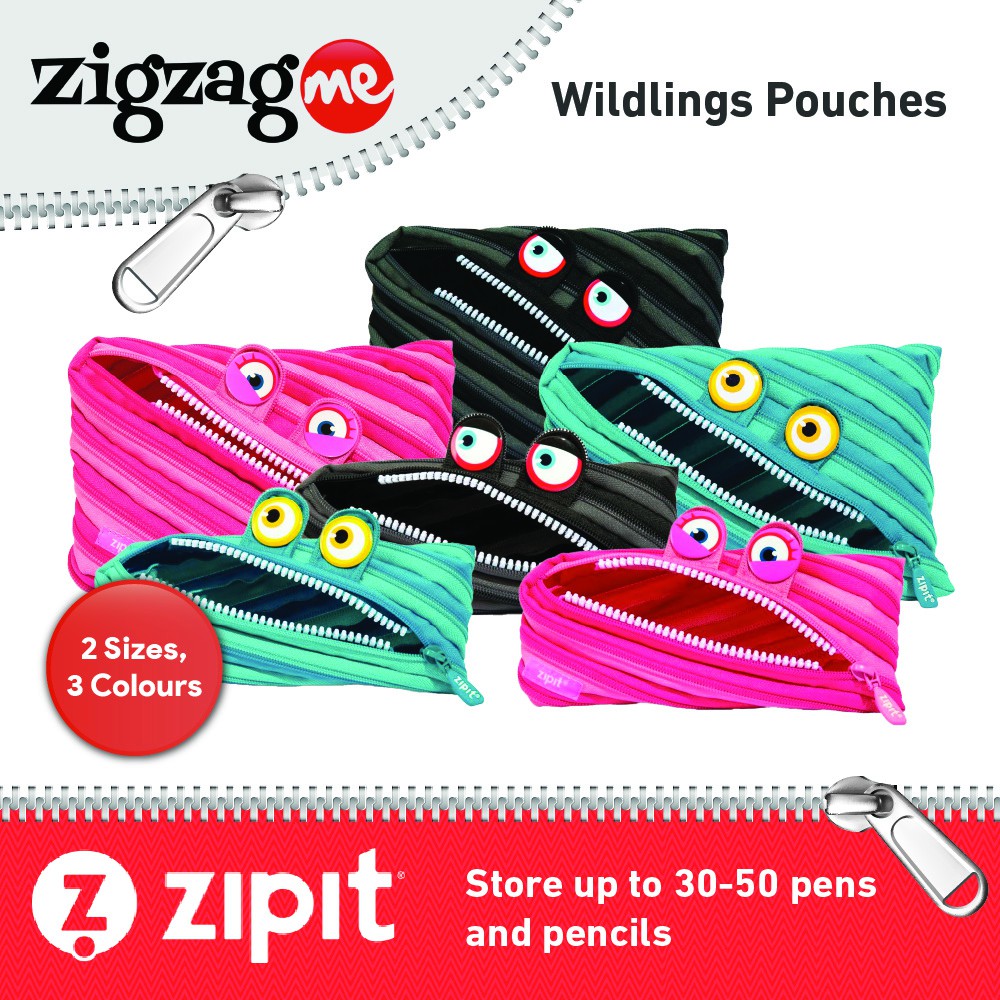 

Zipit Wildlings Pouch Kotak Pensil Imut - Biru/Hitam/Pink