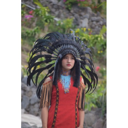 TOPI INDIAN - INDIAN HEADDRESS SMALL AYAM HITAM FULL