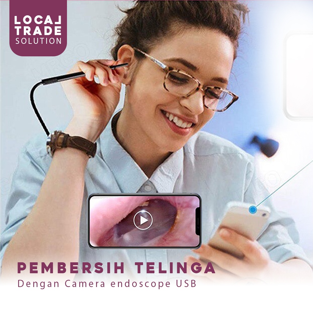 Korek Kuping Pembersih Telinga Dengan Kamera Ear Wax Camera Cleaner Endoscope HD Visual Earpick Camera 3 in 1 USB LED