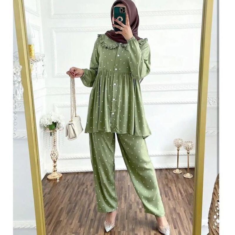 One set Rayon Premium Setelan Piyama Motif Terbaru-Doti Macha Set