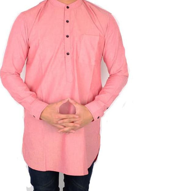 baju koko / kemeja koko / koko pakistan / kemeja koko pakistan - Merah Muda, M