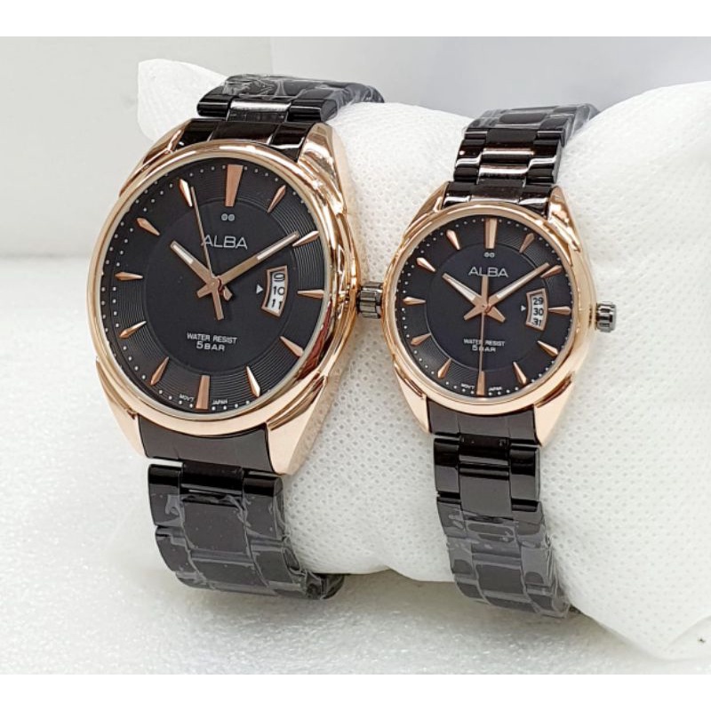 BISA COD | JAM TANGAN COUPLE ALBA VJ42-X164 ORIGINAL WATER STAINLES INCLUDW BOX