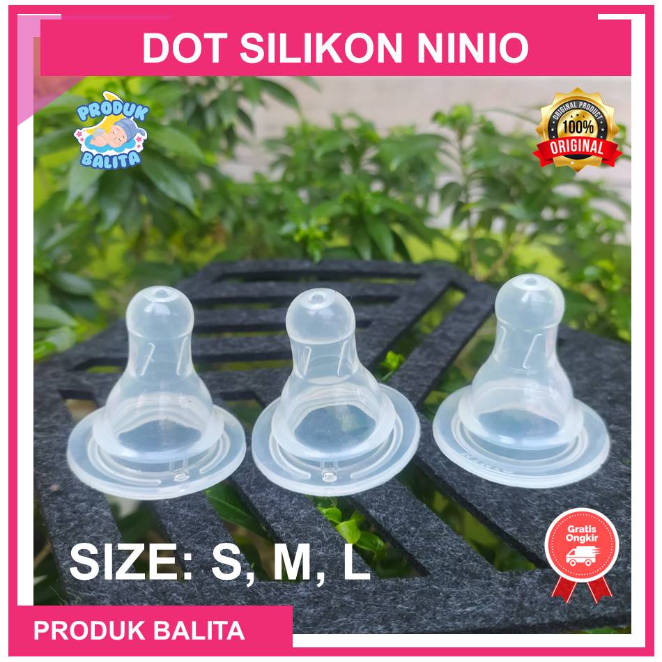 Ninio Dot Silicon Dot Botol Susu Bayi Deluxe Dot Nipple Silikon Size S M L