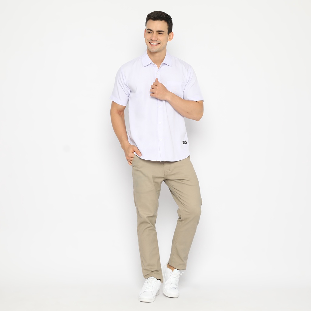 RS31 Baju Kemeja Atlanta Shirt White - Kemeja Pria Polos Lengan Pendek Warna Putih, Baju Kerja, Kantor Ukuran Super Big Size/Jumbo Putih