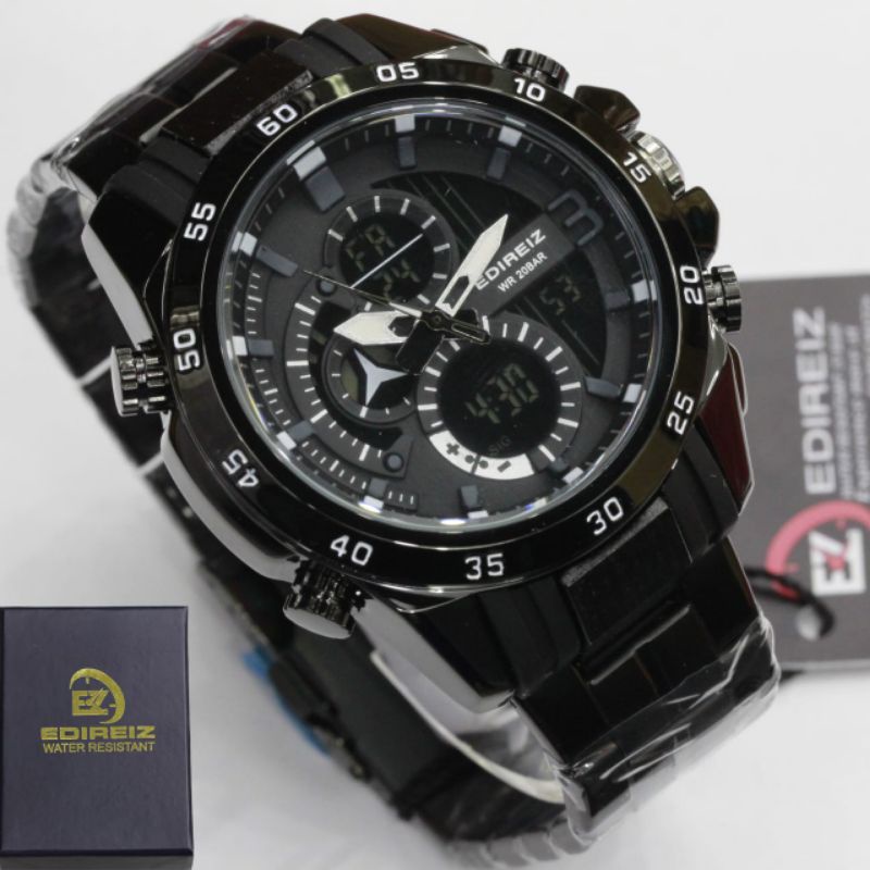 Jam tangan pria EDIREIZ original analog Digital strap rantai