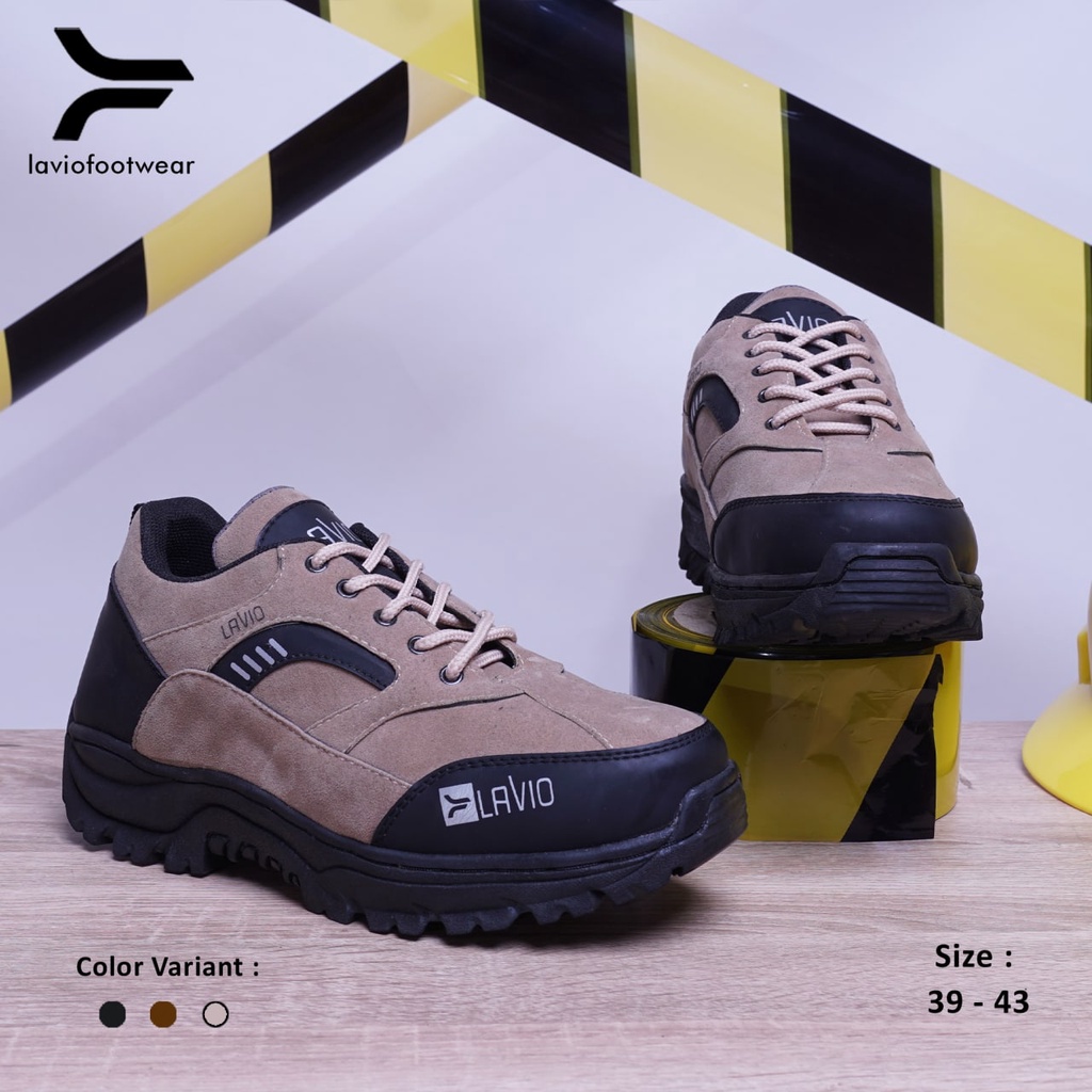 LAVIO Pria Sepatu Safety Boot Ujung Besi Kerja Lapangan Proyek Outdoor Sefty Shoes Boots Fairy Cowok Otdoor Mendaki Gunung Haiking