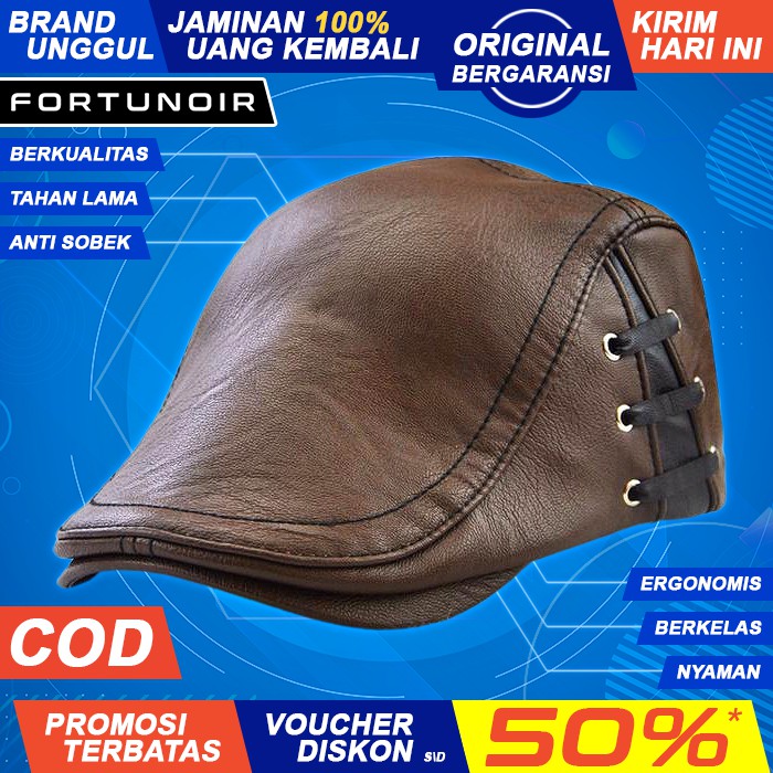 Topi Kulit import Topi Copet Topi Pelukis Topi Bassis Topi Kodok Topi Pria Topi Hitam Import FN161