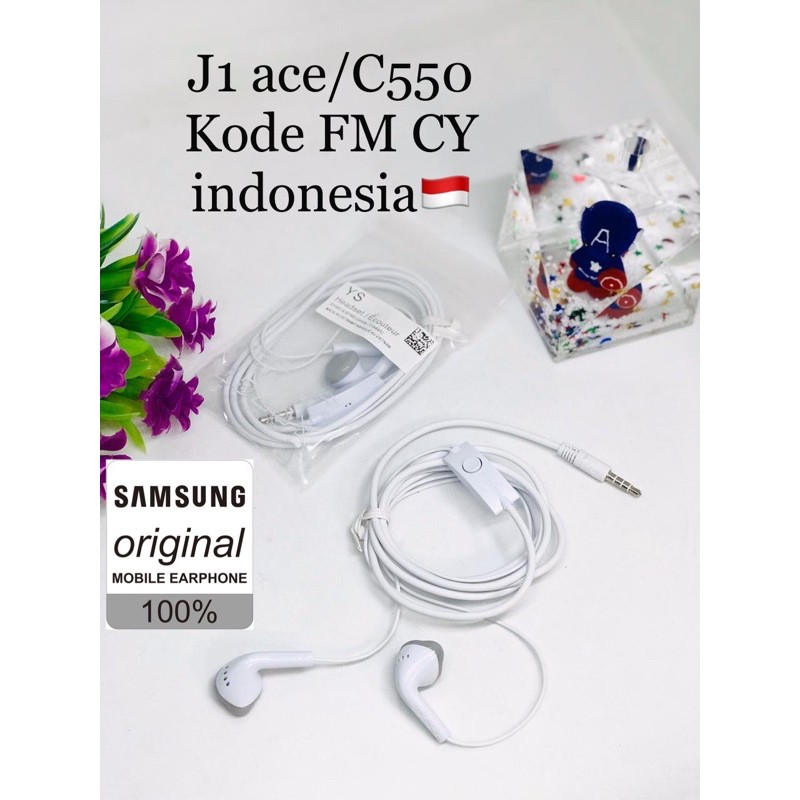 PROMO HANDSFREE J1 ACE /EARPHONE SAMSUNG J8 ORIGINAL KODE FM CY INDONESIA REAL PIC