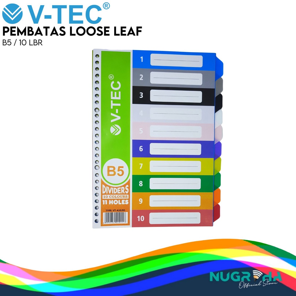 

Pembatas Binder Loose Leaf Cardboard Divider V-tec B5