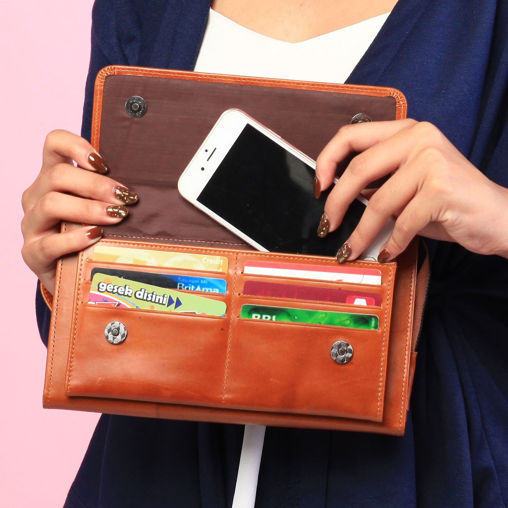 Dompet Wanita Kulit Dompet Tangan Multifungsi Bahan Kulit Sapi ORIGINAL ALICE LEATHER AH01