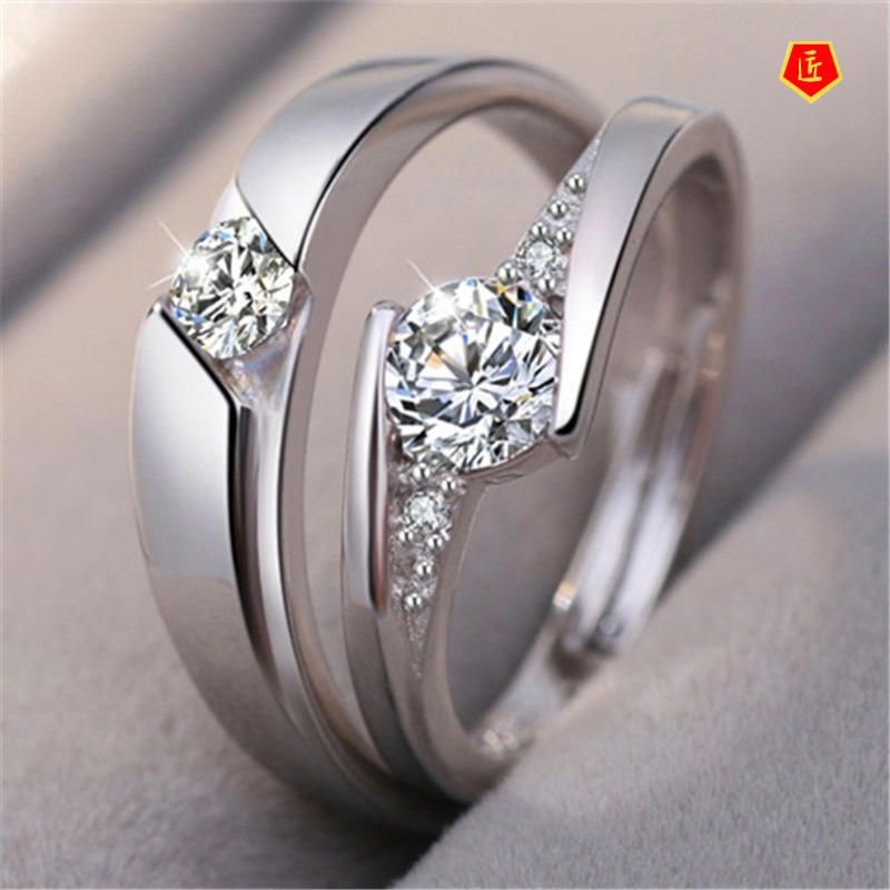 [Ready Stock]Simple Elegant 925 Silver Adjustable Couple Ring