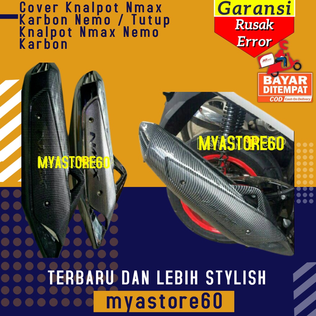 Cover Knalpot Aksesoris Sparepart Nmax Karbon Nemo / Tutup Knalpot Motor Nmax Nemo Carbon Original