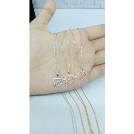 KALUNG PERAK ASLI SILVER 925 LAPIS EMAS/KALUNG RANTA STANG MINI+LIONTIN LOVE PANAH MP/ASLI SILVER/FASHION WANITA