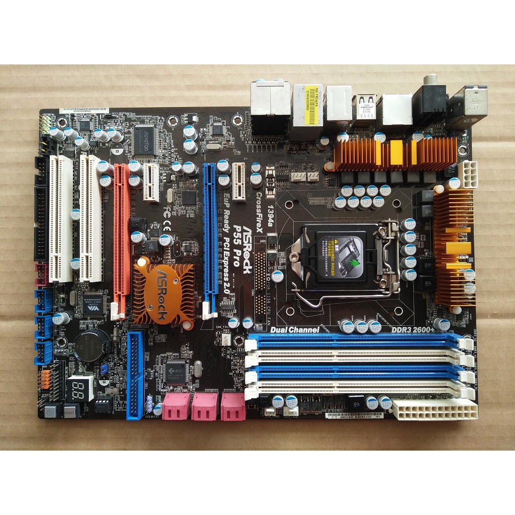 MOBO Mainboard Motherboard Gaming ASRock P55 Pro LGA 1156 H55 H55M P55M 4-slot RAM. 2-slot PCIe VGA