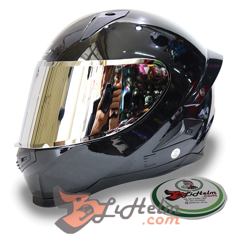 HELM SNAIL FFS1 GLOSSY BLACK VISOR SILVER INCL SPOILER FULL FACE HELMET MICROLOCK SYSTEM