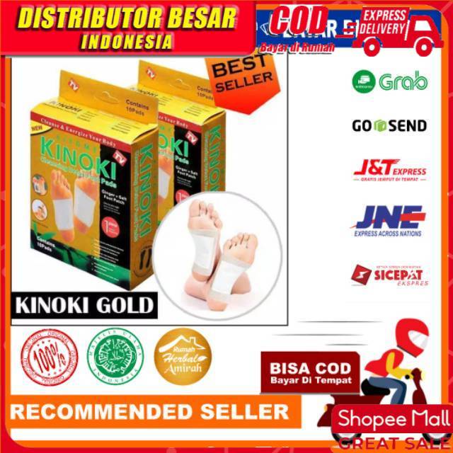 ORIGINAL 100% !! Kinoki Gold Foot Pads Emas Koyo Kaki detox asli 1 box isi 10 sachet