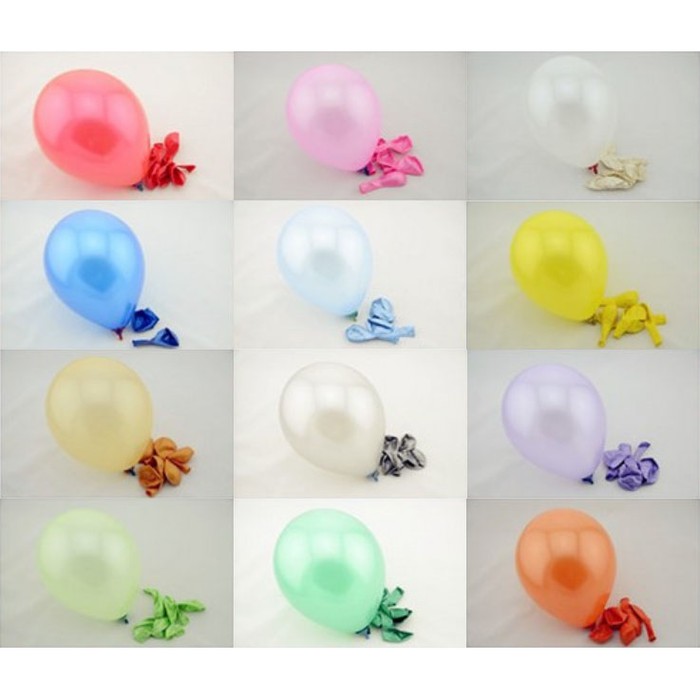 BALON LATEX METALIK M180 10 INCH MIX WARNA  1 PACK (ISI +/- 100 PCS) BALON LATEX METALLIC