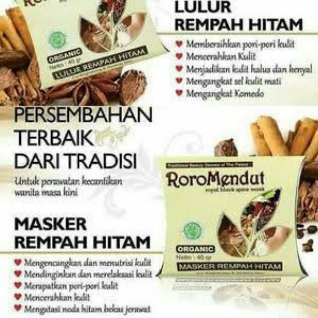 Roro Mendut Masker Rempah Hitam Whitening Kecil 20gr/besar 40gr