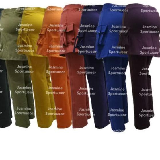 [Termurah] Celana Senam Rok Kantong Cargo TC Spandex ,.,.