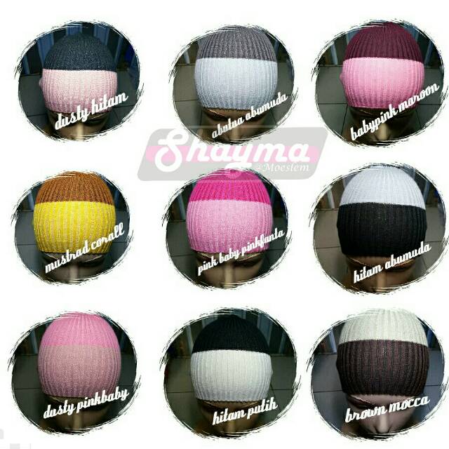 Bandana Rajut 2 Warna / Dalaman Kerudung / Inner Hijab