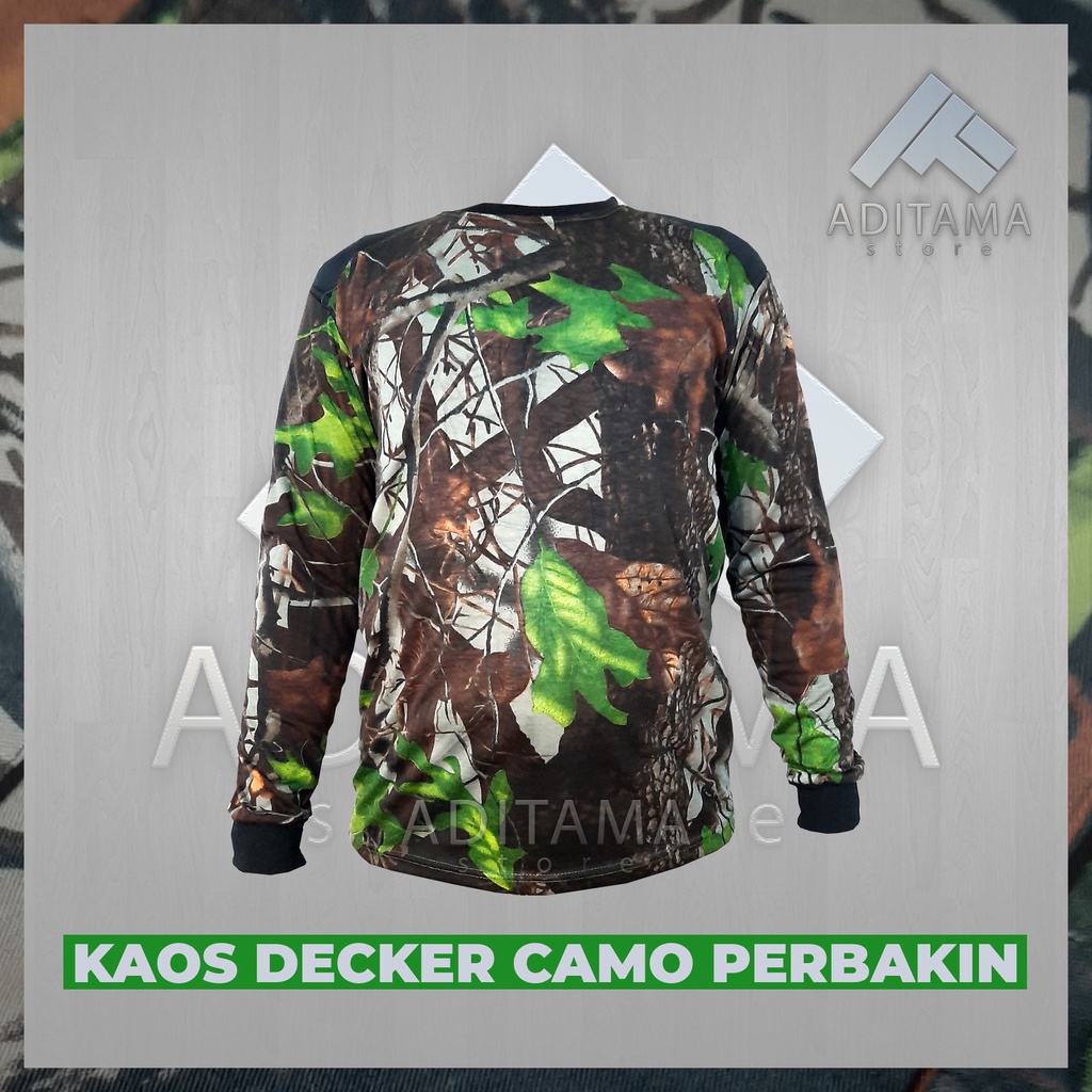 BAJU KAOS DECKER LORENG KAMUFLASE CAMO PERBAKIN HUNTING BERBURU