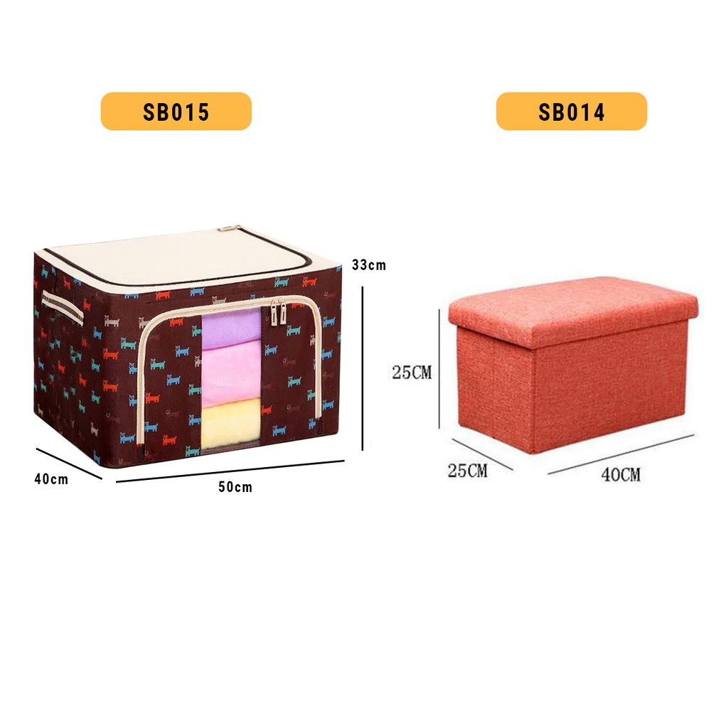 Box penyimpanan Serbaguna Kursi Stool Tempat Mainan Sepatu Buku Bahan Cotton SB014