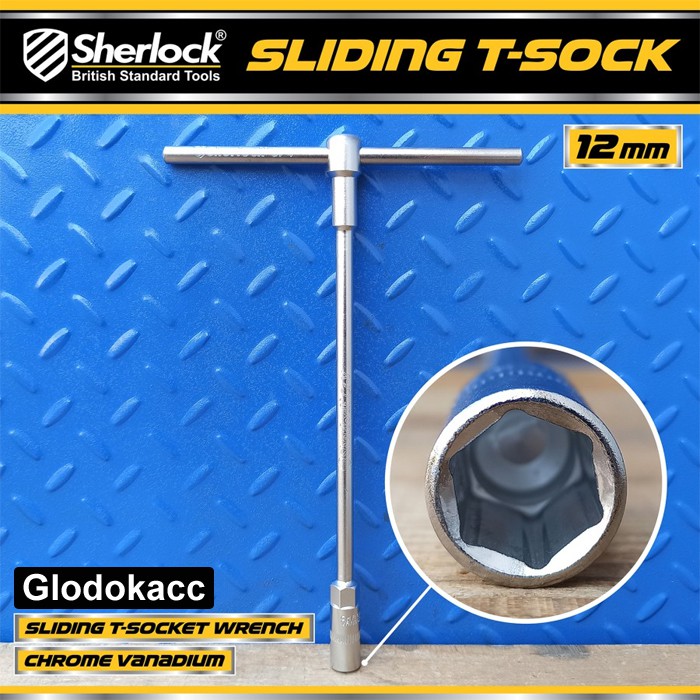 Kunci T - Type Socket 12mm / Sherlock Kunci Sok/Sock T (Gagang Slide/Geser)