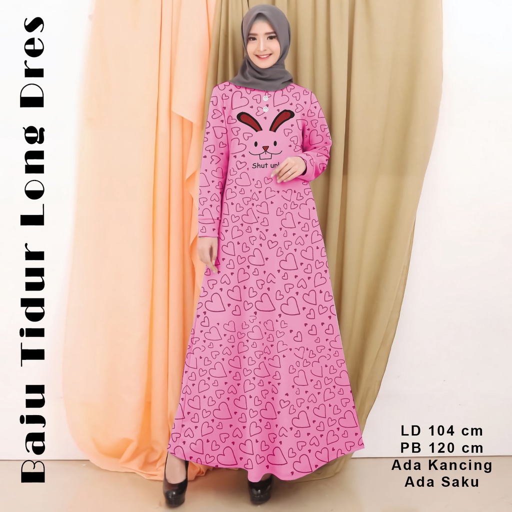 Baju Tidur Daster Panjang Wanita Busui Kancing Baju Terusan Long Dress Muslimah Lilipop