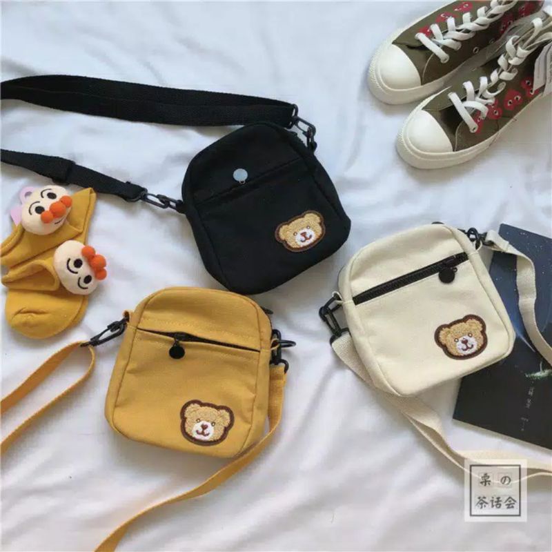 fanstore pku   sling bag   wanita   mini   teddy bear   tas bahu   selempang   korea style   jalan  
