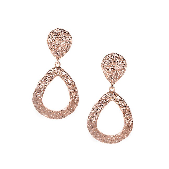 LRC Anting Tusuk Fashion Alloy Large Water Droplets Hollow Earrings F3290X