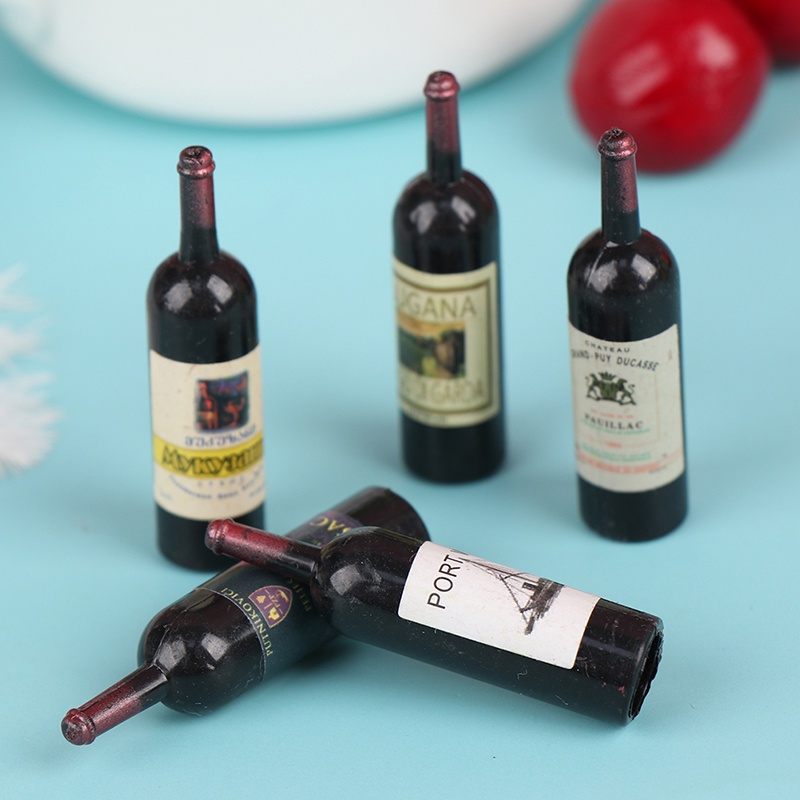 (Happy) 10pcs Miniatur Botol Wine Bahan Resin Untuk Aksesoris Rumah Boneka