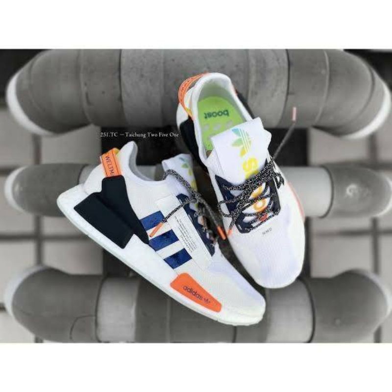 ADIDAS NMD R1 V2 WHITE BLUE ORANGE