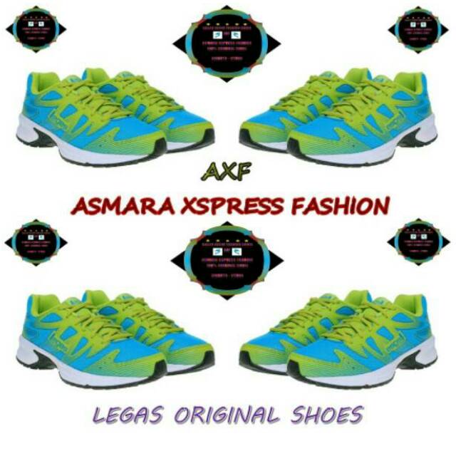 League Original Legas Shadow LA W Sepatu Lari - Scuba Blue Lime Punch Putih