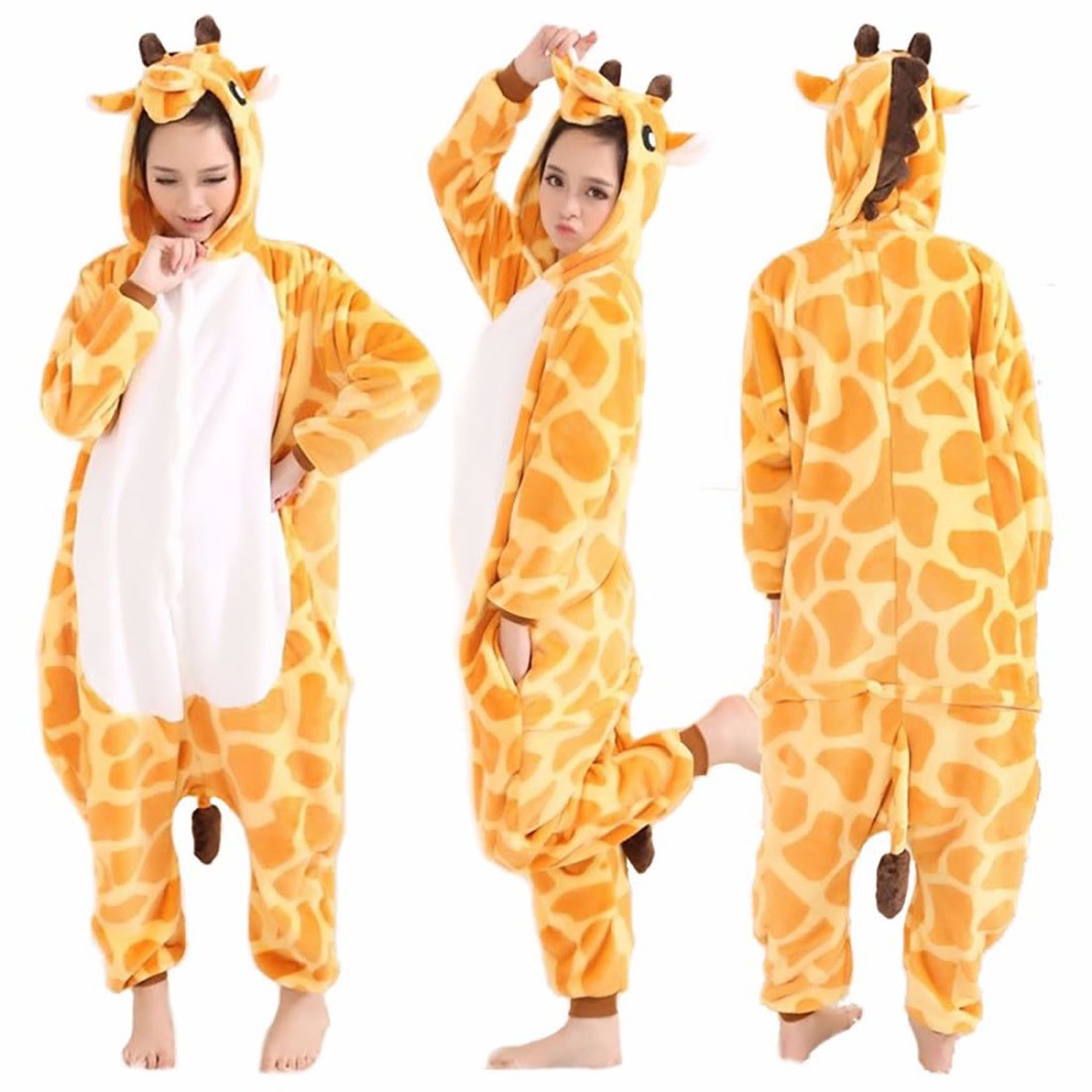 Ladywear Jumpsuit Onesie Cosplay Kostum Hewan Kartun Jerapah