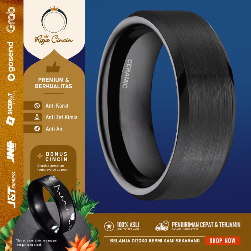 Cincin Pria Titanium Wanita Hitam Emas Perak Mewah Keren Polos Cowo Cewek