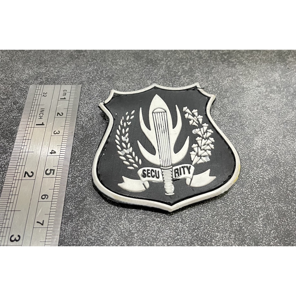 Patch Security Logo Putih - Patch Velcro Satpam - Prepetan Security - Velcro Karet