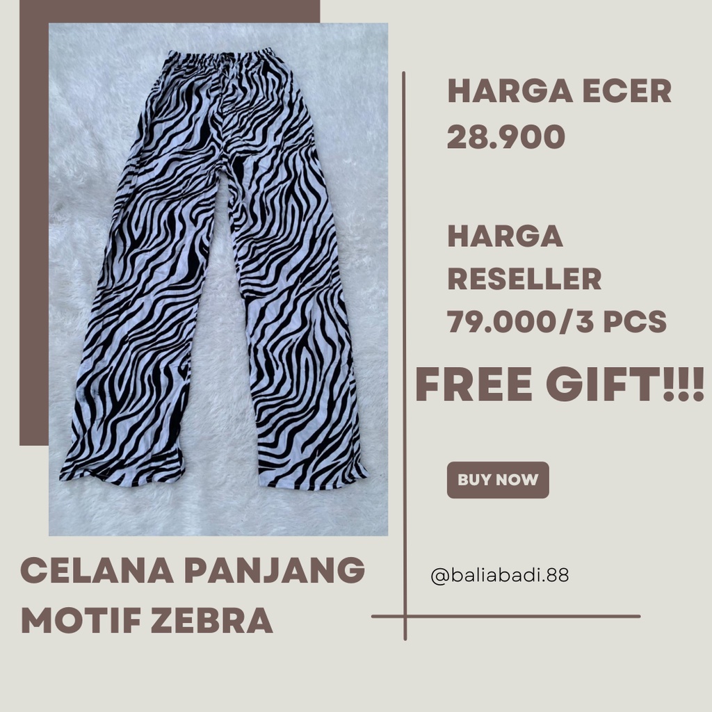 Celana Panjang Rayon Motif Zebra