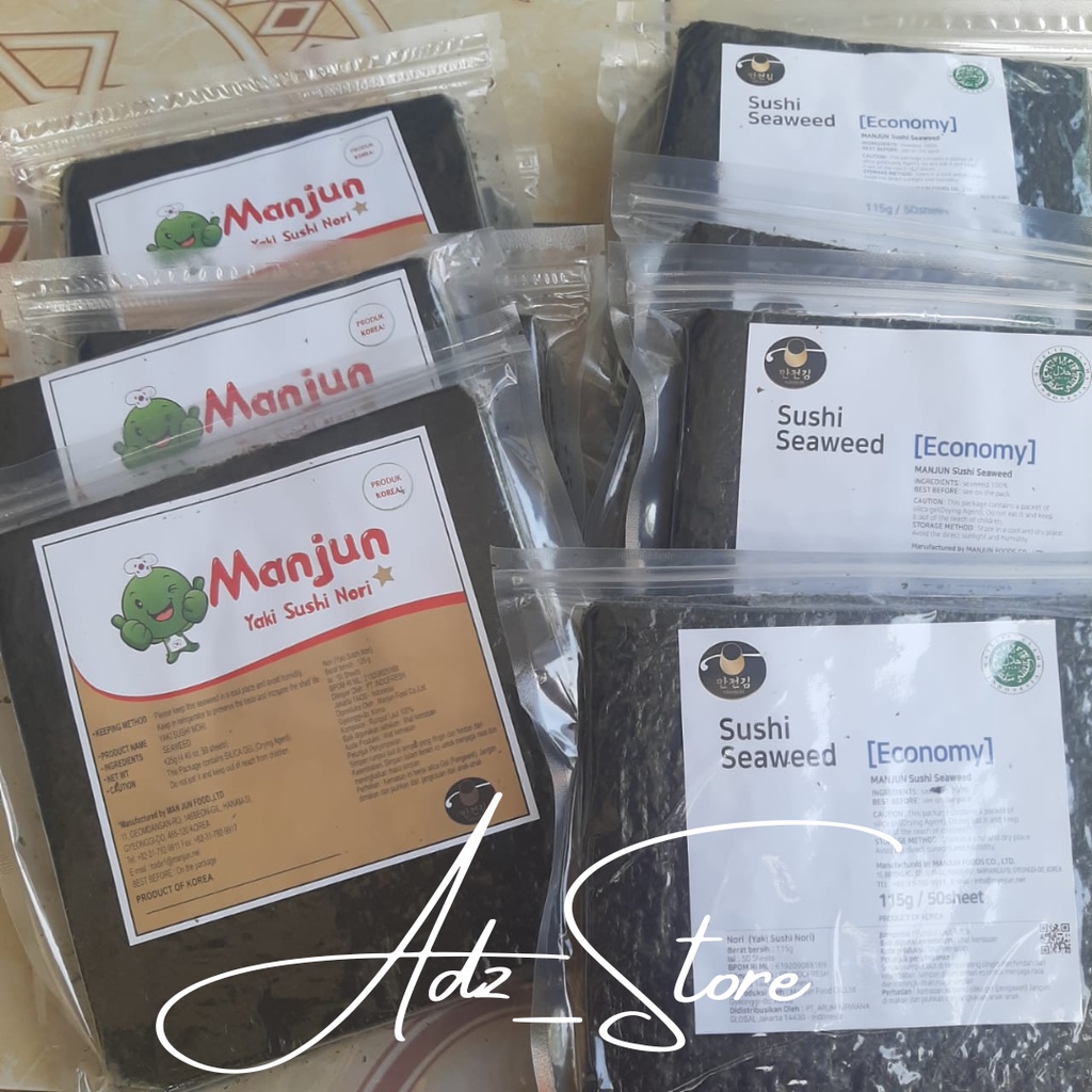 

MANJUN Nori Sushi isi 50 Lembar Halal │ Yakinori Import Kimbab/ Gimbab │ Lembar Rumput Laut | Rumput Laut Enak dan Murah