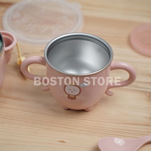 Bostonstore Tempat makan set / Tempat makan Set 5in1 warna merah muda / Tempat makan Bayi / Premium Mpasi Set 1 / Tempat makan set tas Bekal / Tempat makan Set Bayi / Tempat Makan Stainless / Tempat Makan Stainless Lunch Box / Tempat Makan Stainless Steel