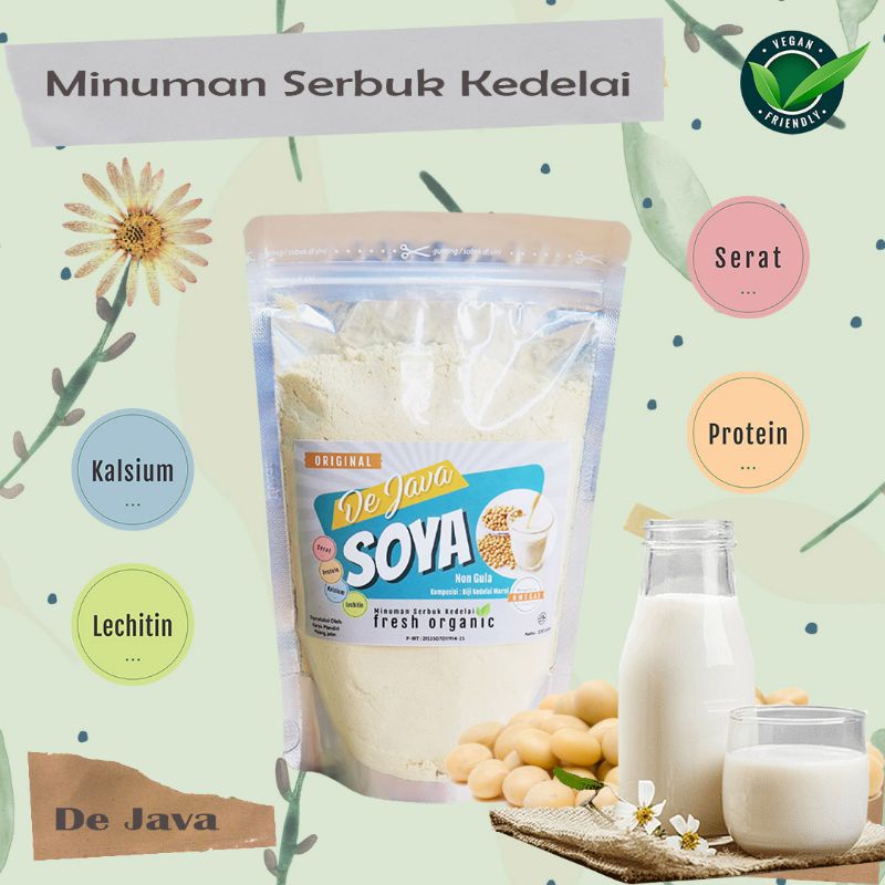 Susu Bubuk Kedelai Murni 200 Gram/ Bubuk Kedelai Organik/ Minuman Kedelai Soya/ Soya De Java/ Susu Soya