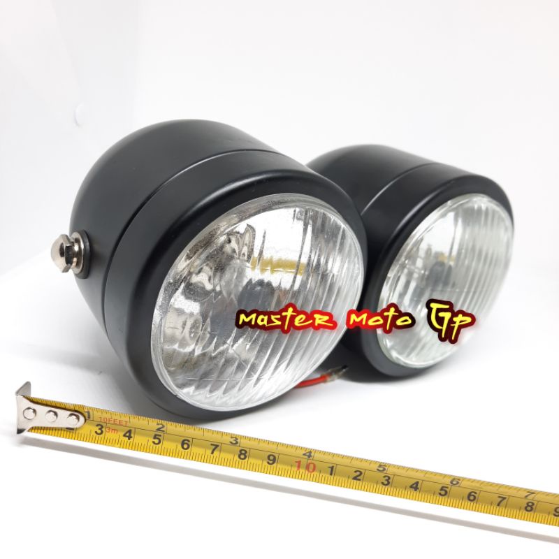 reflektor refector reflector Refektor double model harley bholam H4 batok headlamp owen Caferacer double lampu depan