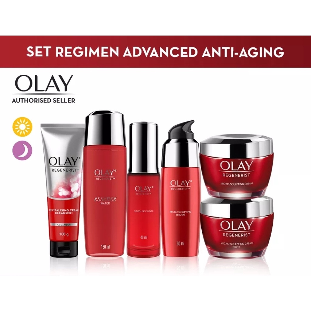 Olay Regenerist Day Cream 50g / Night Cream 50g Set Olay Pelembab Anti Aging Regenerist Pagi / Malam