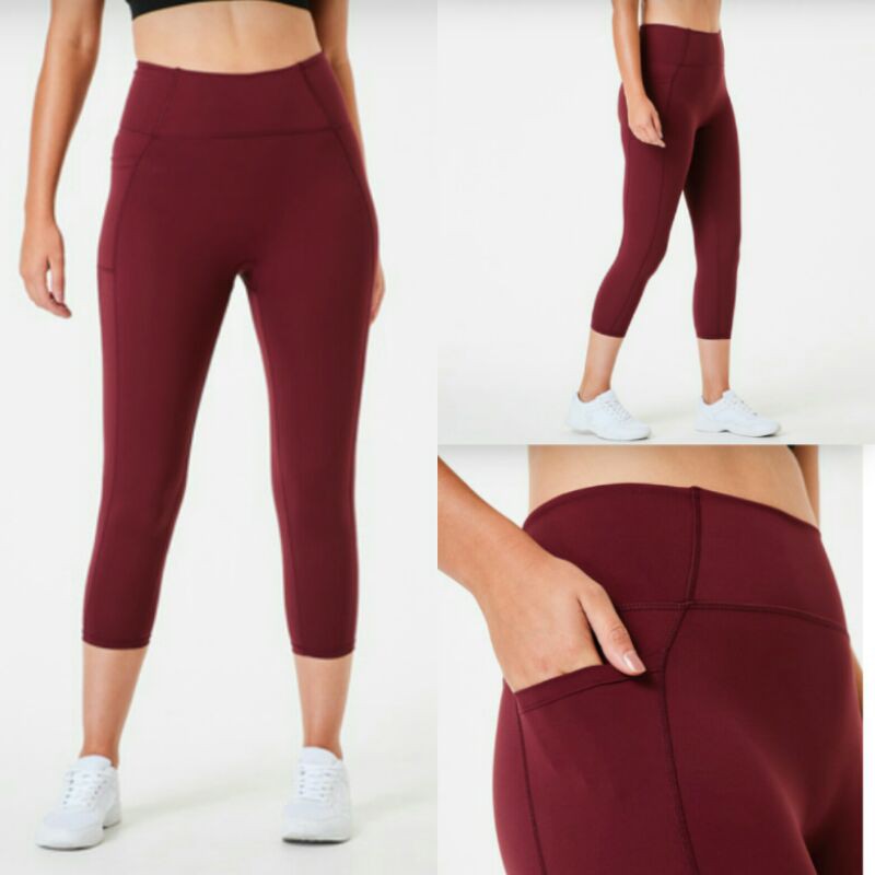 Anko Maroon  One Pocket Capri legging senam,Yoga