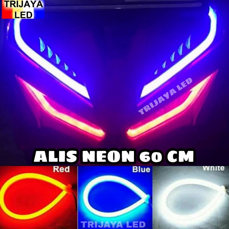 Lampu LED Alis DRL 60 Cm Motor Mobil Fleksibel Senja Model Bulat Neon High Quality Waterproof Univer
