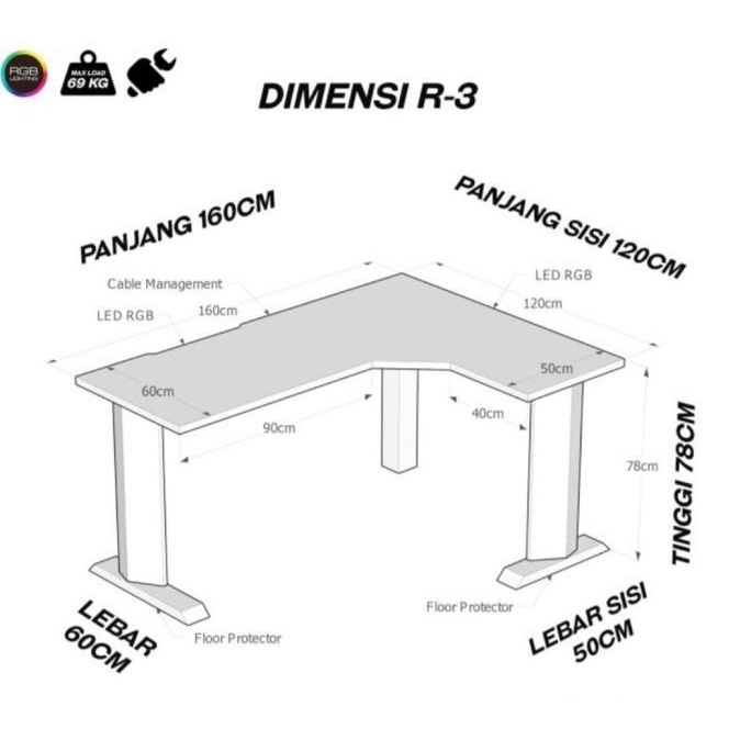 Meja Meja Komputer Gaming Pc Desk Rgb Murah 160X120 Meja Siku Meja L