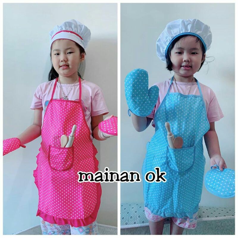 Mainan anak kostum baju masak little chef / celemek anak