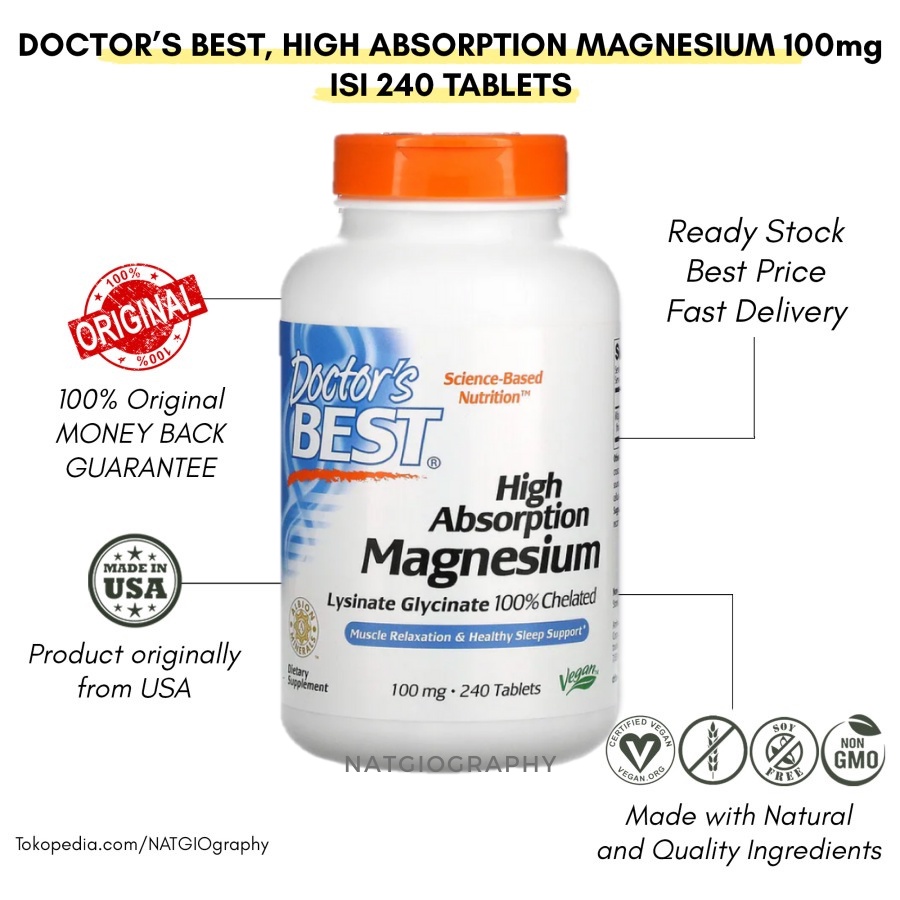 即納！最大半額！】 ドクターズベスト高吸収マグネシウム 100 mg -240カラット 2パック Doctor's Best High  Absorption Magnesium - 240 ct Pack of 2 www.anandhospitalboisar.com